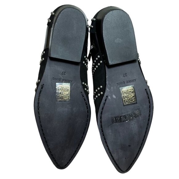 Anine Bing Low Charlie Suede Leather Studded Boot Women Size 37 - Picture 10 of 11